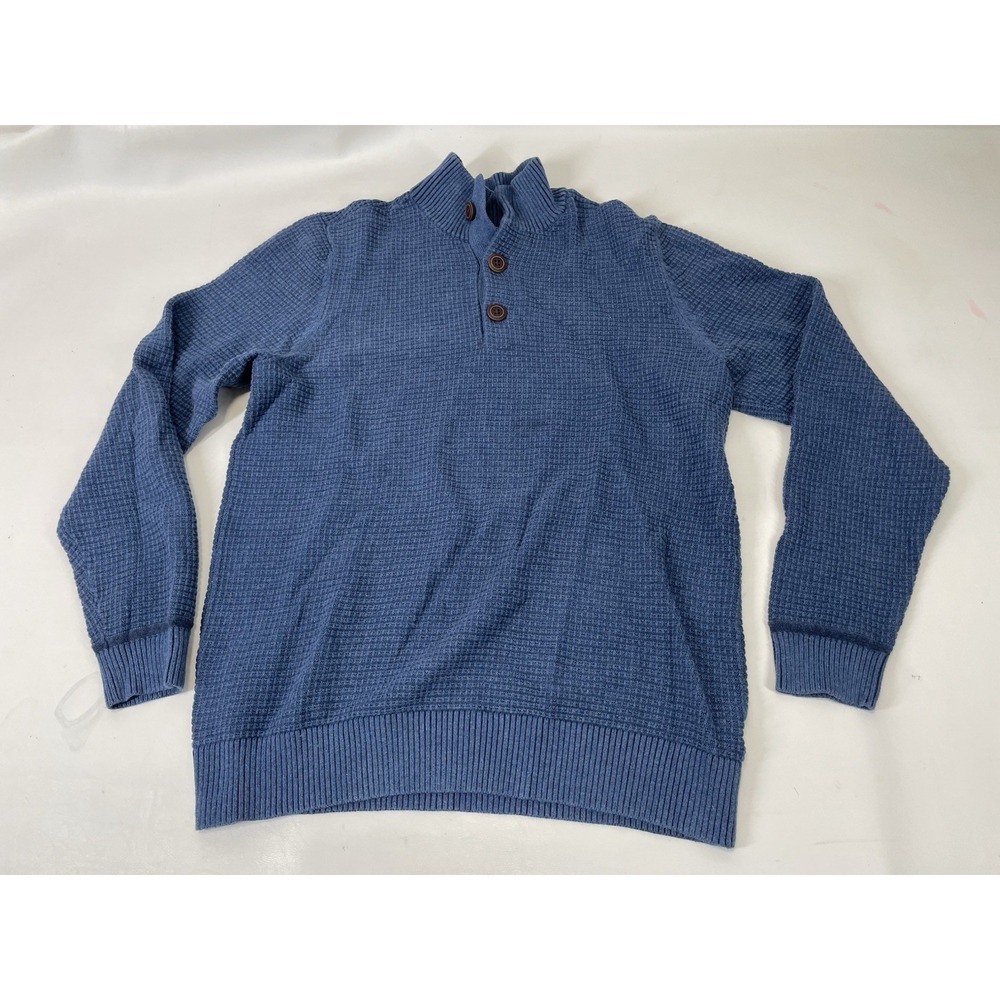 GH Bass & CO Pullover Sweater Button Collar Mens Size M Blue‎